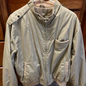 Vintage Quail Run Tan XL Military Field Jacket with Band Collar and Epaulettes